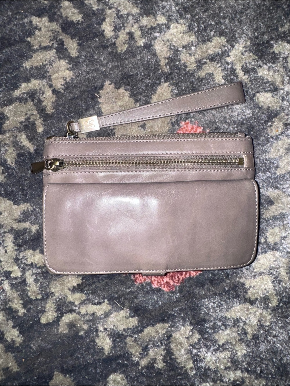 Leather Wristlet Wallet in Taupe - Hobo